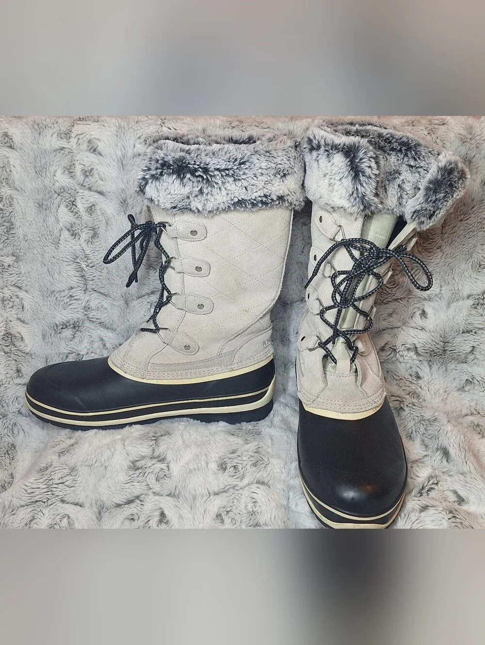 Khombu Emily Women's Suede Leather Winter Snow Boots Gray Black